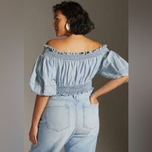 XL NWT Anthropologie Porridge Women's Off-Shoulder Blue Top